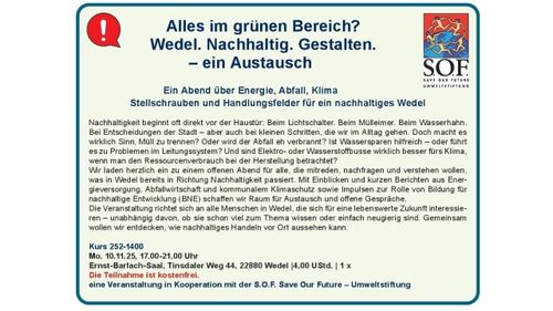 Alles im grünen Bereich? Wedel. Nachhaltig. Gestalten. – ein Austausch