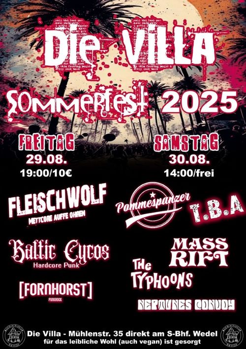 Das Plakat für's Sommerfest in der Villa.