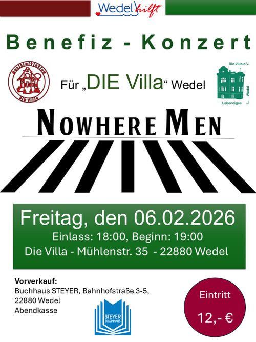 Benefizkonzert der Beatles Cover Band "Nowhere Men" für "Die Villa" Wedel.