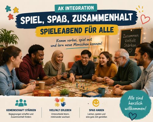 Spiel, Spaß, Zusammenhalt - Spielabend für alle - mit dem Arbeitskreis Integration