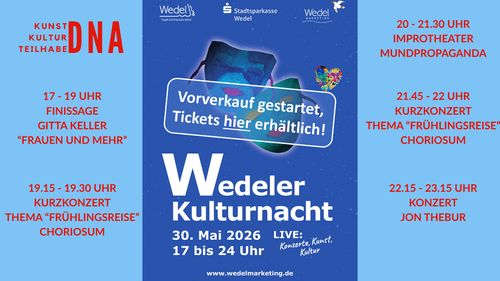9. WEDELER KULTURNACHT -- Das Programm in der Neuen Apotheke